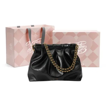 Simedin Cow Split Leather Shoulder Bag Unisex Classic Black/Milk White