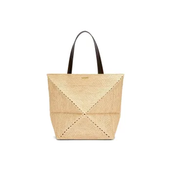 LOEWE Raffia Special Tote Bag Shopping Bag Handbag Extra Large Women's Natural & Black