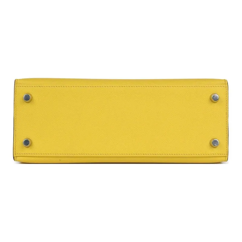 HERMES Kelly Epsom Leather Kelly Bag, One Shoulder Handbag Women's 9O Jaune De Naples Yellow-5