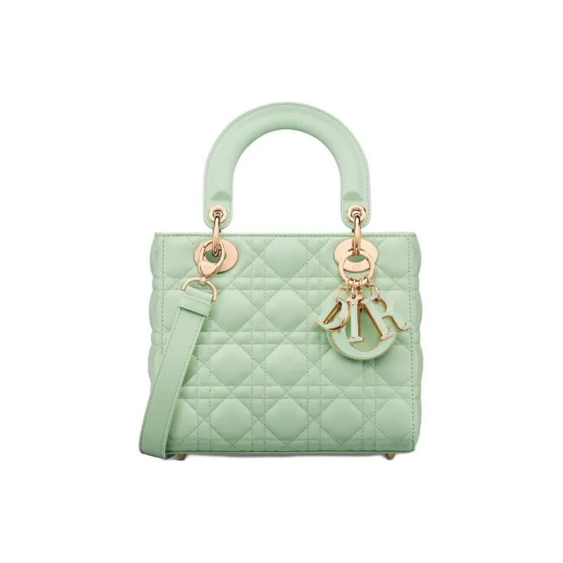 DIOR Lady Dior Cannage Lambskin Dior Bag Shoulder Bag Crossbody Bag Handbag Small Size Women's Light Mint-0