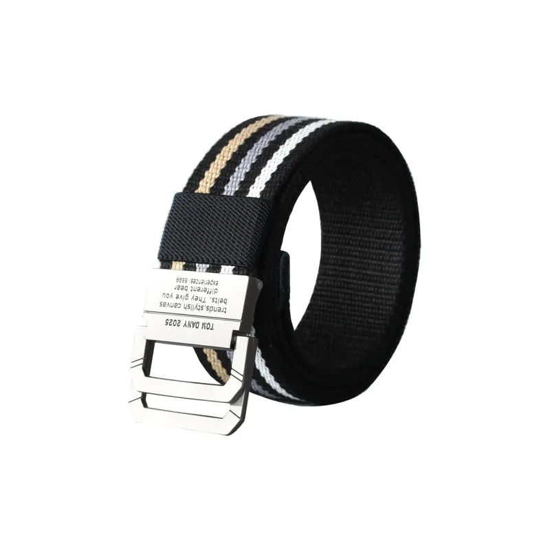 ACUC Double Ring Buckle Korean Style Casual Canvas Belt Unisex 3.5cm-8