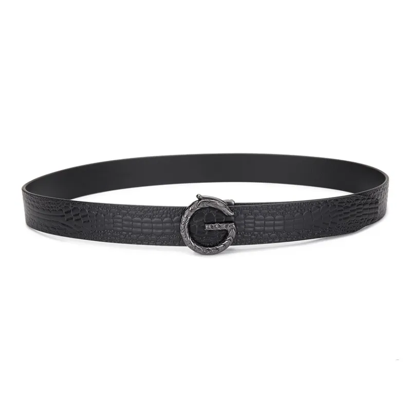 Cows Reign Automatic Buckle Crocodile Pattern Business Elegance Advanced Leather Belts Men's-4