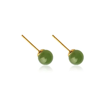 7℃ Chalcedony Jade Stud Earrings Women's