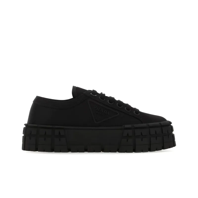 PRADA Women's Gabardine Wheel Platform 'Triple Black'-1