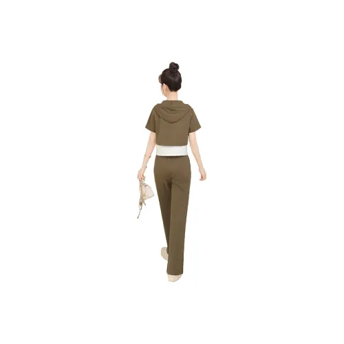 Cypress House Casual Suit Women's Olive Green+White