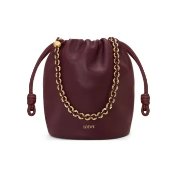 LOEWE Flamenco Sheepskin Bucket Bag Handbag Shoulder Bag Crossbody Bag Women's Deep Burgundy Red