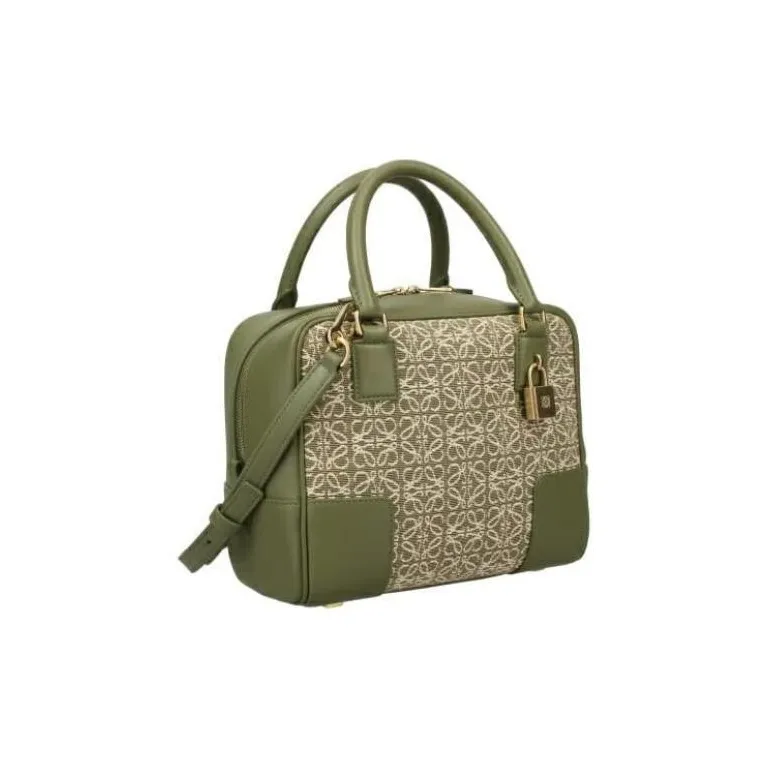 LOEWE Anagram Fabric With Calfskin Shoulder Bag, Crossbody Bag, Handbag Women's Green-1