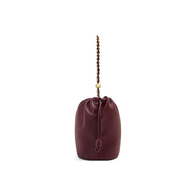 LOEWE Flamenco Sheepskin Bucket Bag Handbag Shoulder Bag Crossbody Bag Women's Deep Burgundy Red-5