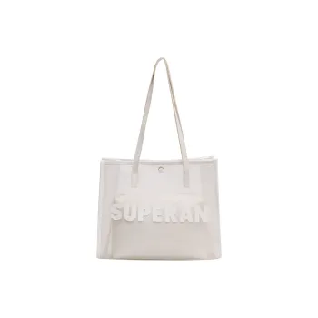 Morellybear Matte Print Tote Bag Shopping Bag Handbag Shoulder Bag Women's Ecru/Coffee/Black