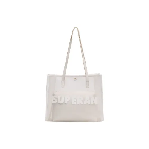 Morellybear Matte Print Tote Bag Shopping Bag Handbag Shoulder Bag Women's Ecru/Coffee/Black