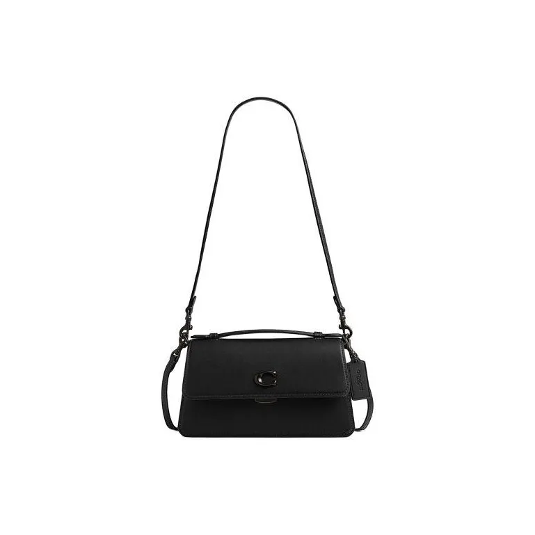 COACH Glove Tanning Handbag Shoulder Bag Medium Size Women's Matte Black-0