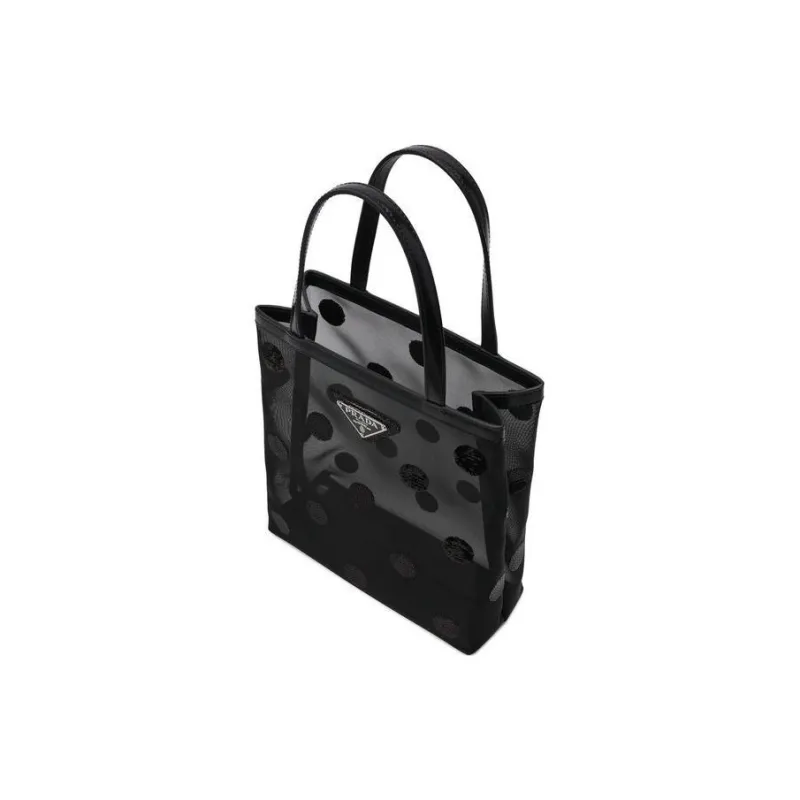 PRADA Leather Tote Bag Shopping Bag Combo One Shoulder Handbag Small Size Women's Black-2