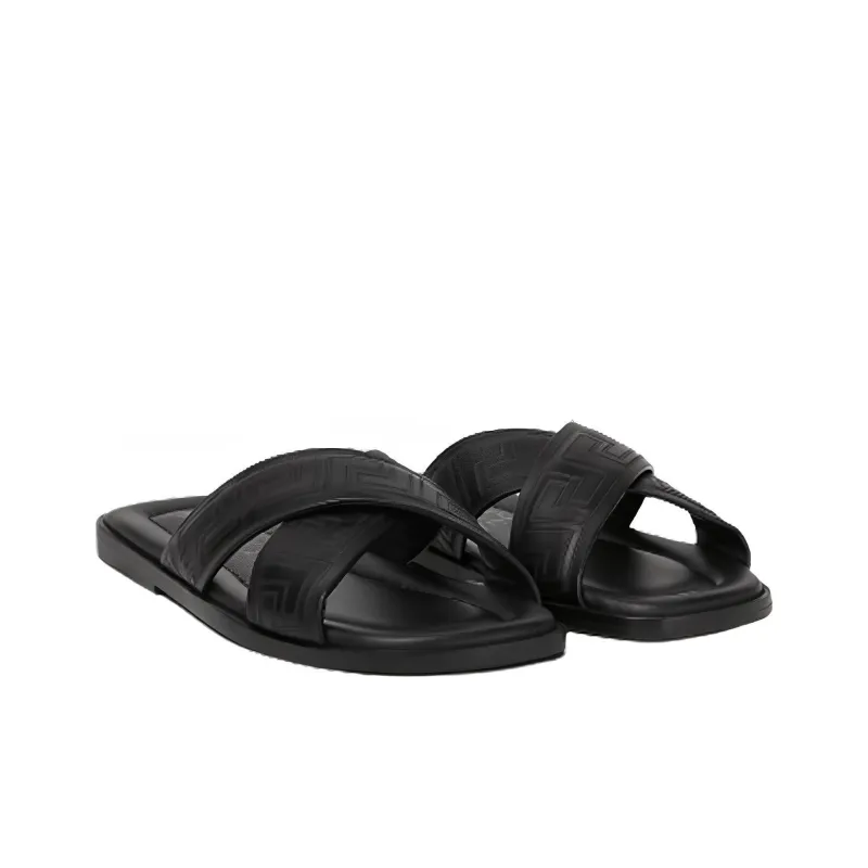 VERSACE Greca-pattern Open-toe Slides-2