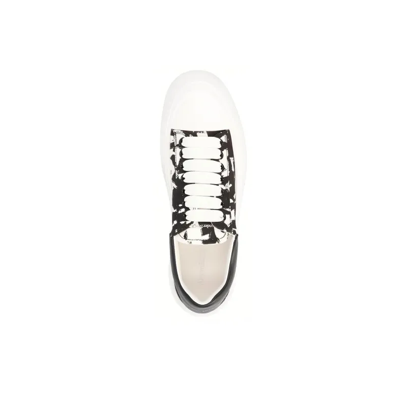Alexander McQueen Graffiti Printed Low Top Sneakers 'Black White'-3