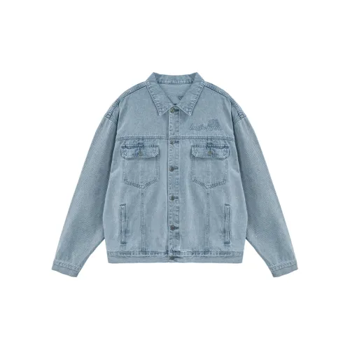 LUJIAMEN Denim Jackets Unisex Light Blue