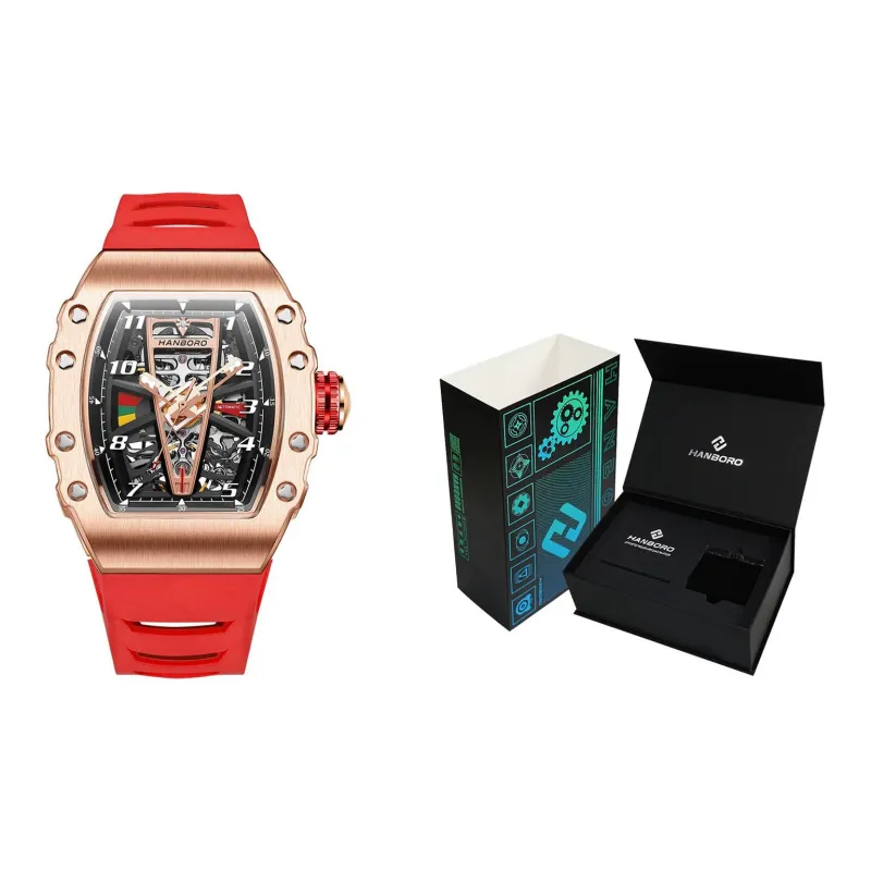 HANBORO Automatic Mechanical Movement Watch Men's Watches Cut-Out Dial HBR983-MR-1