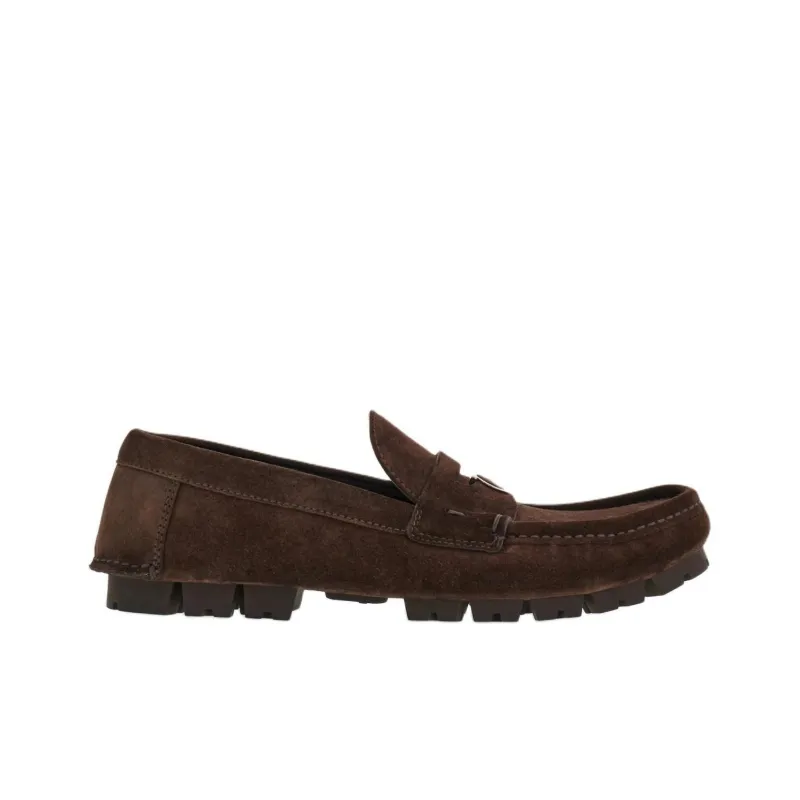 FERRAGAMO Gancini plaque Suede Loafers-1