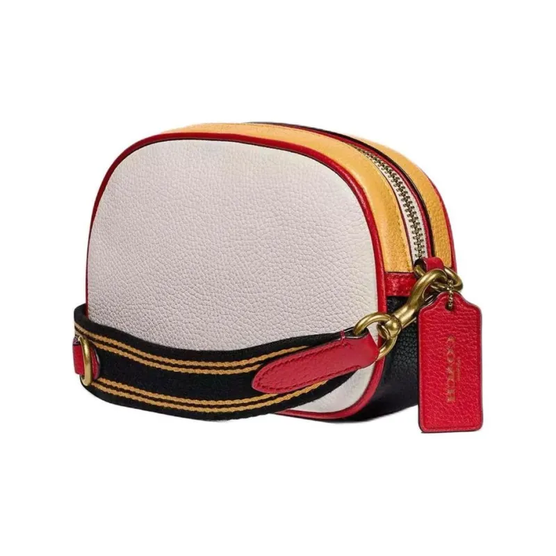 COACH Disney Mickey Collaboration Leather Shoulder Bag Camera Bag Crossbody Bag Small Size Women's White & Red-2