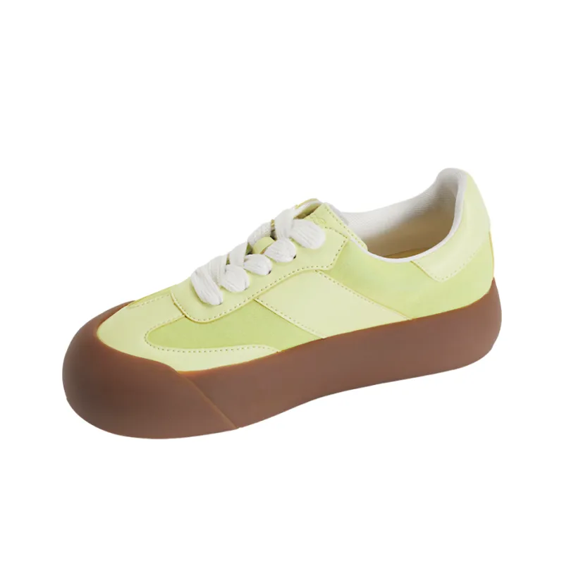GOOD BAI Anti Slip Wear Resistant Low Top Casual Shoes Unisex Light Yellow Green-3