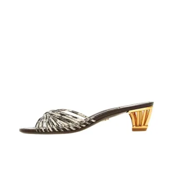 FERRAGAMO Slip Resistant Slide Slippers Women's Brown White