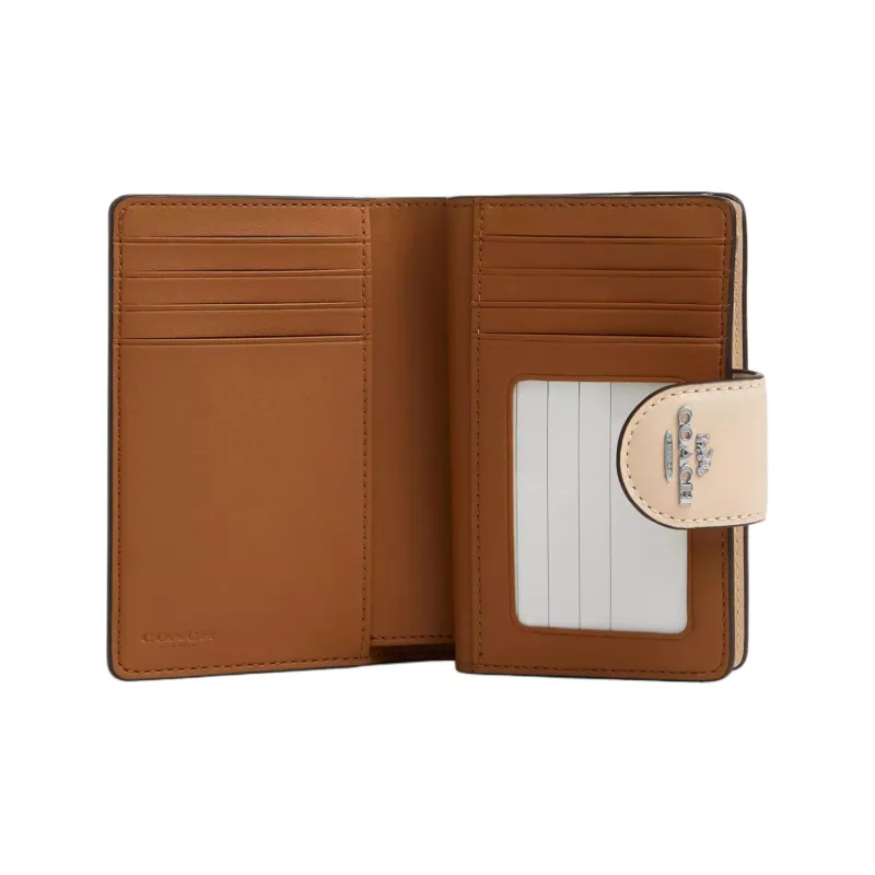 COACH Corner Zip Delicate Calfskin Wallet Mini Women's Silver With Ivory Multicolor-1