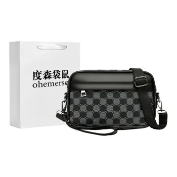 Dusen Kangaroo PU Shoulder Bag Regular Men's Black/Brown