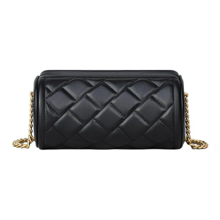PT'SON Cow Leather With Synthetic Leather Shoulder Bag Women's Elegant Black-3