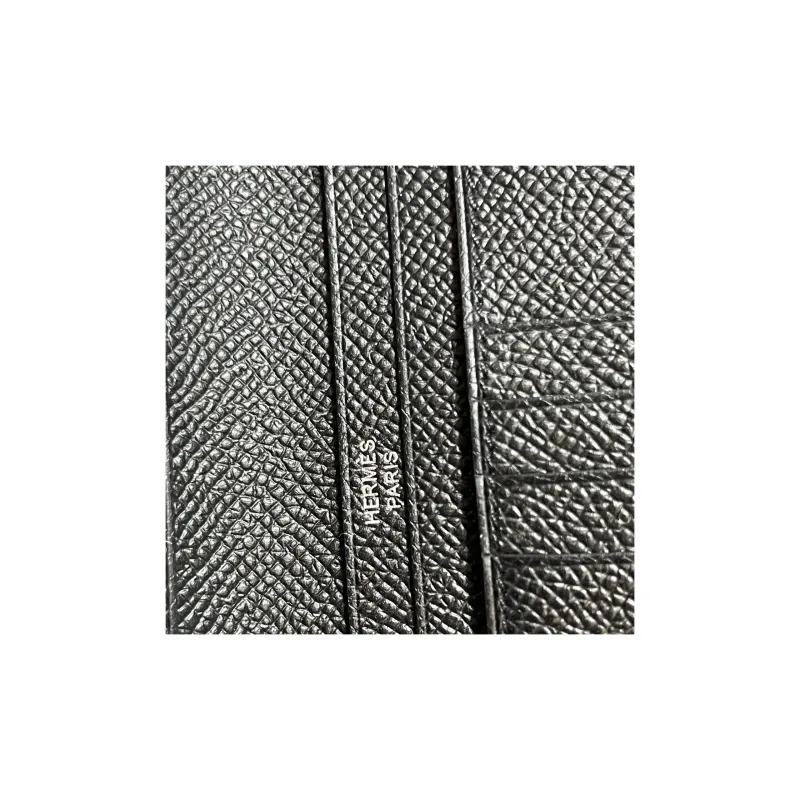 HERMES Bearn Epsom Calfskin Money Clip Card Holder Wallet Unisex Noir Black-3