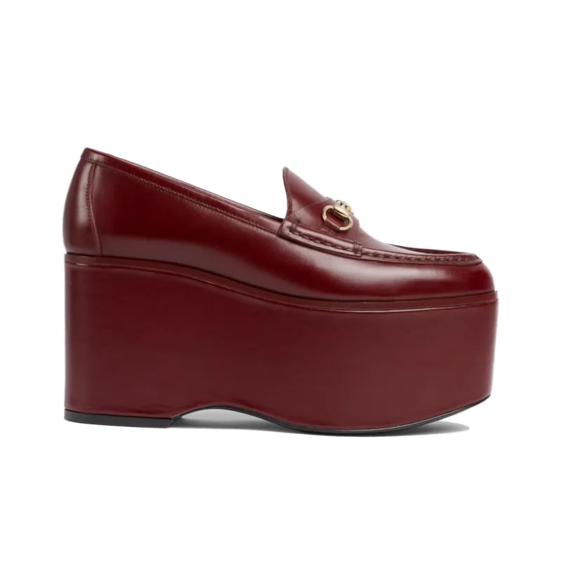 GUCCI Horsebit 24 Spring Summer Collection Loafers 9cm Women's Burgundy-1
