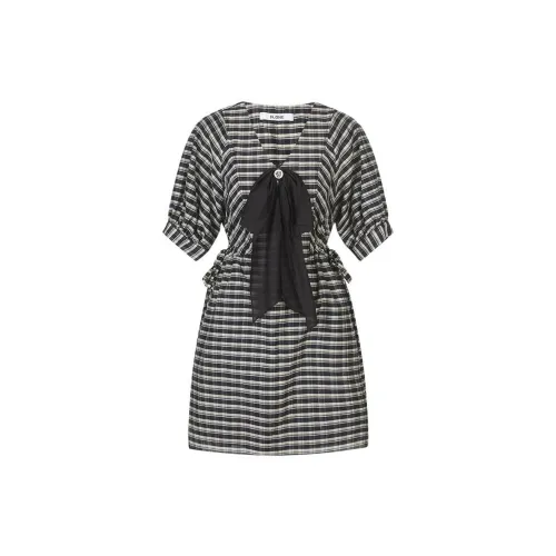 N ONE Short-Sleeved Dresses Women's Black/White Plaid