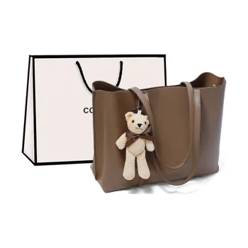 COMELY Cow Leather Patchwork Synthetic Leather Shoulder Bag Tote Regular Women's Blue Apricot Smoke Gray