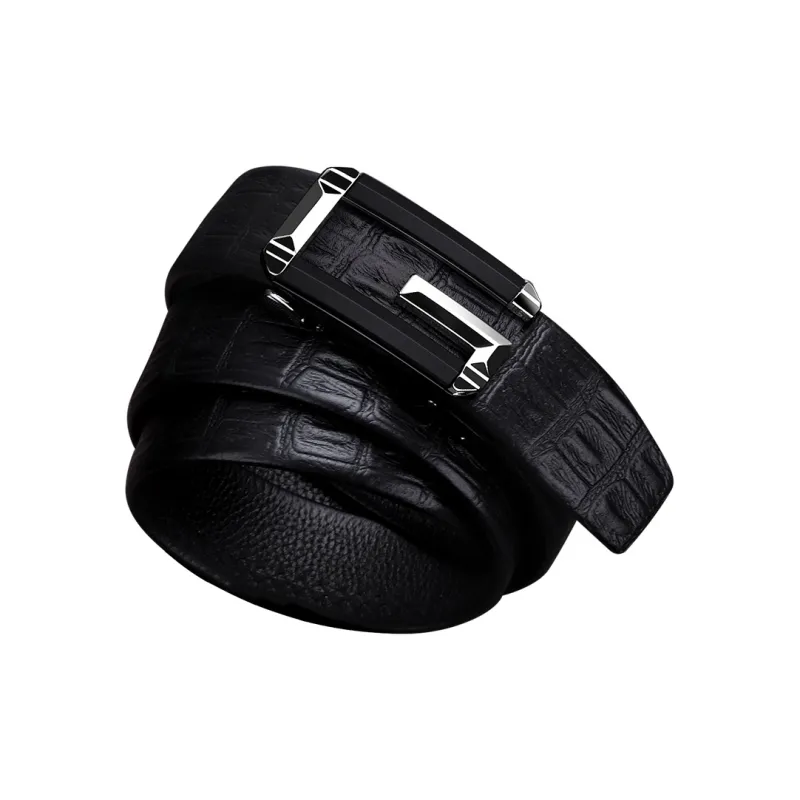 WilliamPOLO Cow Leather Top Grain Cow Leather Leather Belts Men's Silver 3.3cm Width-2