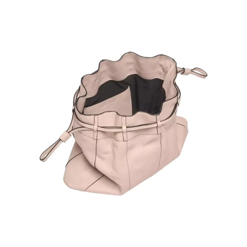ZARA Cow Leather Bucket Bags Handbags Large Size Women's Ecru-2