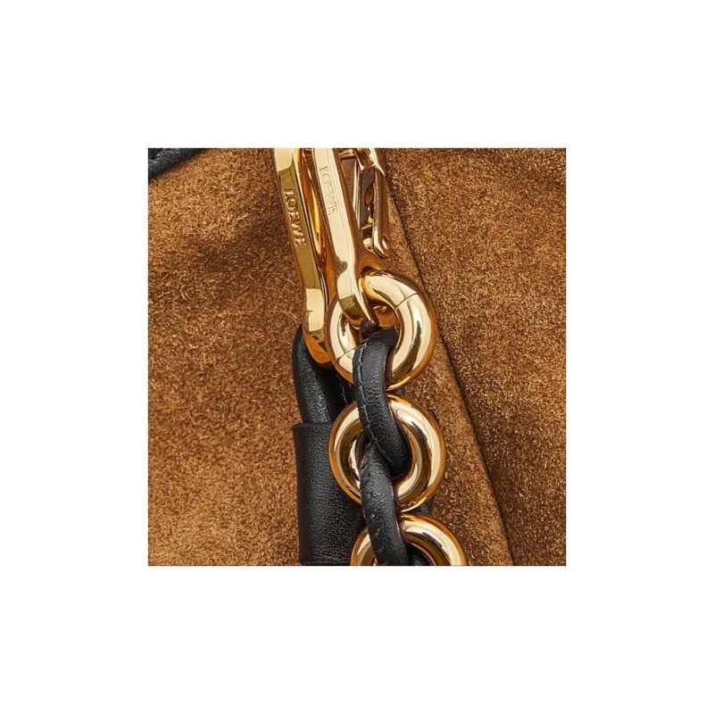 LOEWE Flamenco Sheepskin Bucket Bag Handbag Shoulder Bag Crossbody Bag Women's Black-7
