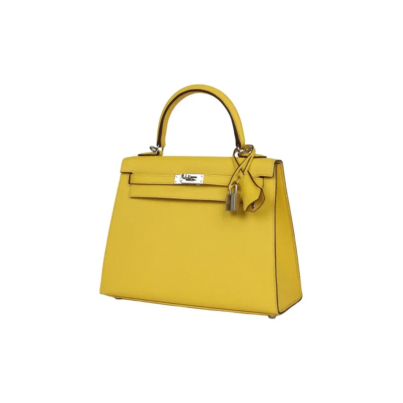 HERMES Kelly Epsom Leather Kelly Bag, One Shoulder Handbag Women's 9O Jaune De Naples Yellow-2