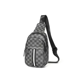 DOSRFINI PU Sling Bag Men's Black/Gray