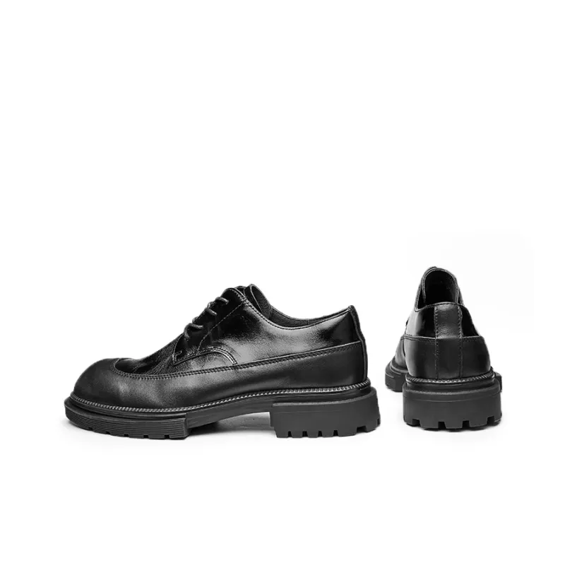 LEYGMENLG Men's Casual Shoes Men Low Top Black/Black & Coffee-3