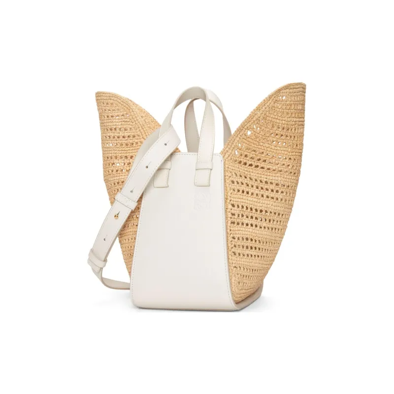 LOEWE Raffia With Calfskin Handbag Shoulder Bag Crossbody Bag Women's Soft White & Natural-2