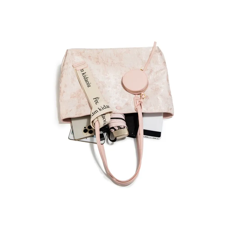 MACKJANICE Polyurethane With Synthetic Leather Tote Bag, Shopping Bag, Shoulder Bag Women's Embroidery Powder-5