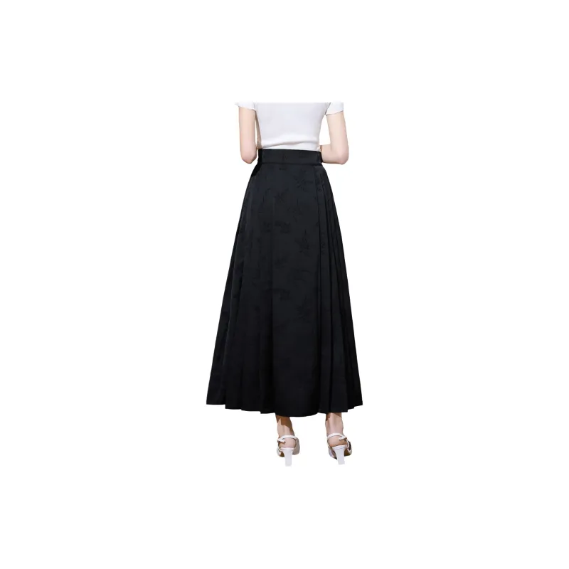 SMEN Casual Long Skirts Women's Black-1