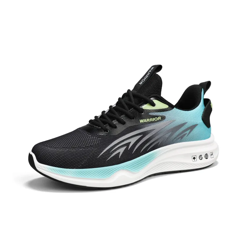 Warrior Durable Breathable Lightweight Low Top Casual Running Shoes Men's Black Moon-1
