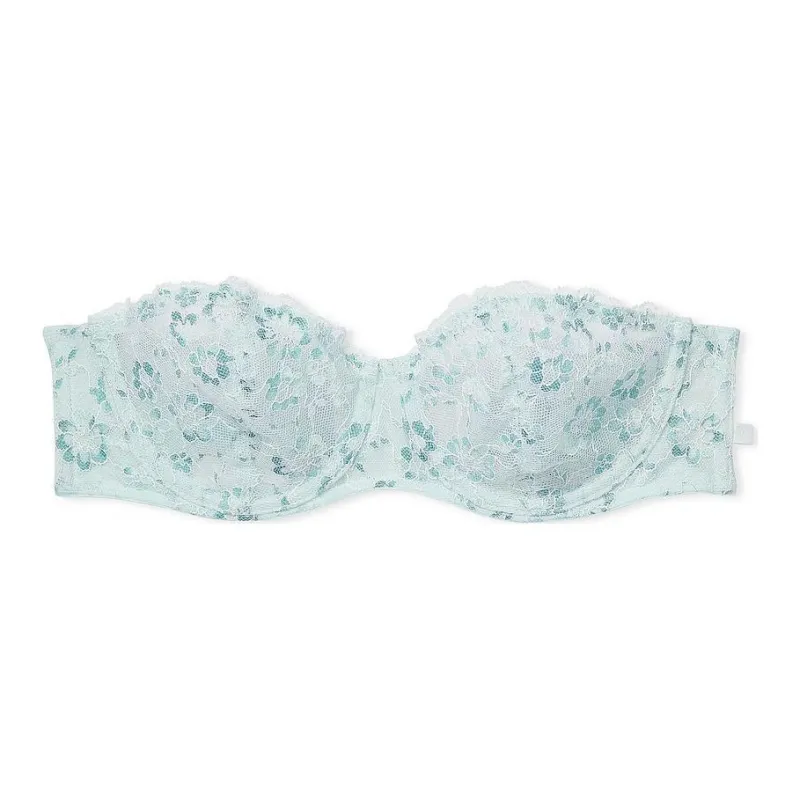 Victoria's Secret PINK Sexy Tee Unlined Lace Strapless Bra/Ballad Blue Bra Women's Folk Blue-0