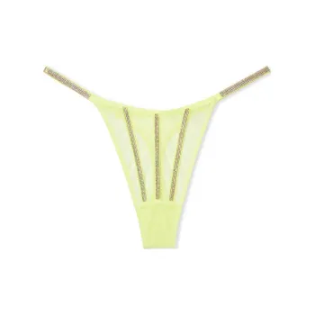 Victoria's Secret PINK VERY SEXY Sheer Shine Thong Panty/Citron Glow Underpants Women's 1 Pack Lemon