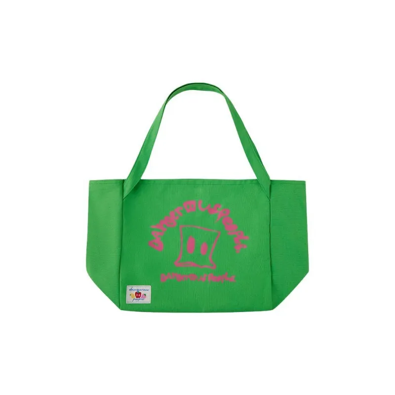 DANGEROUSPEOPLE Cotton Tote Bag, Shopping Bag, Shoulder Bag, Handbag Regular Unisex Yellow/Ecru/Green/Pink-6