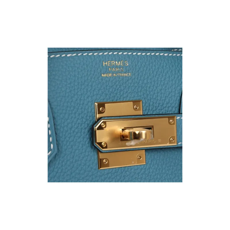 HERMES Birkin Togo Leather Birkin Bag Handbags Women's New Denim Blue-6