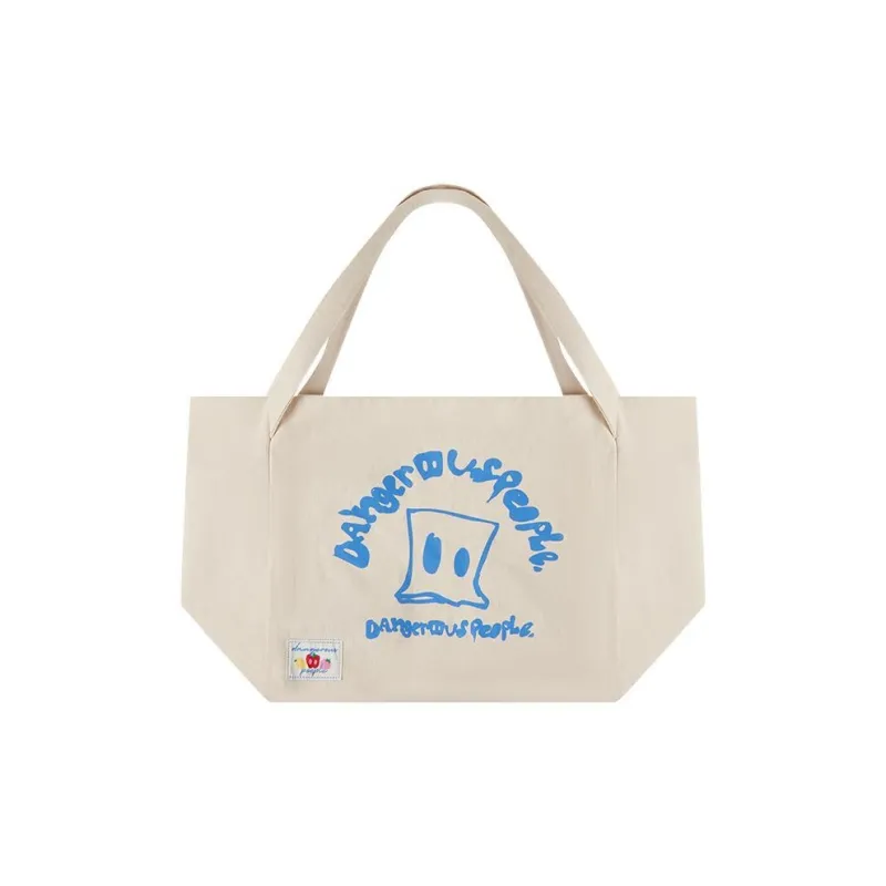 DANGEROUSPEOPLE Cotton Tote Bag, Shopping Bag, Shoulder Bag, Handbag Regular Unisex Yellow/Ecru/Green/Pink-3