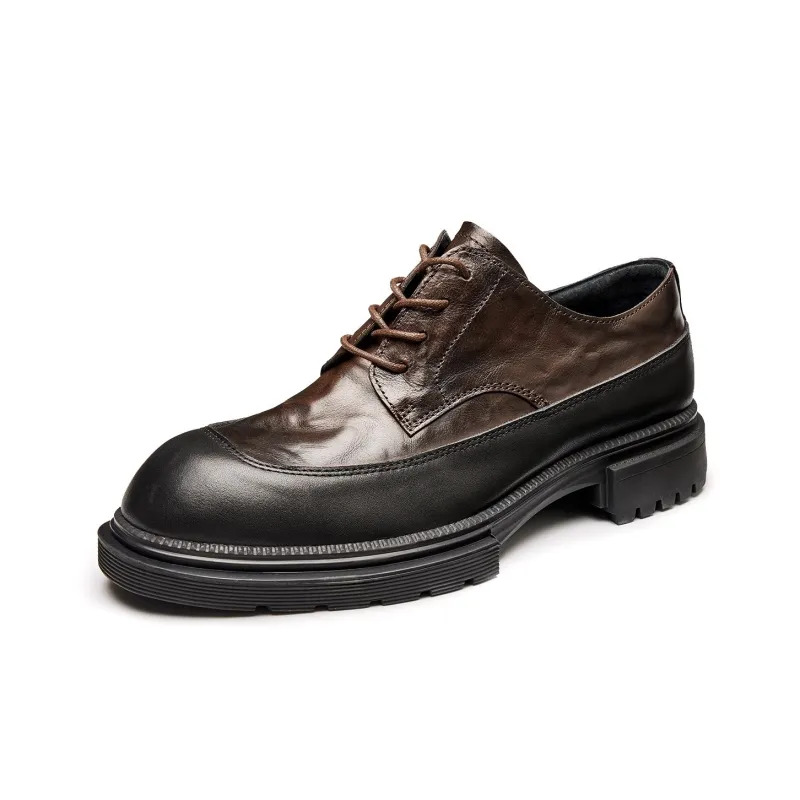 LEYGMENLG Men's Casual Shoes Men Low Top Black/Black & Coffee-5