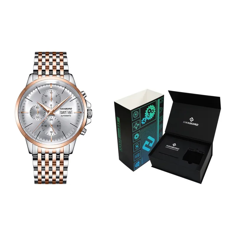 HANBORO Automatic Mechanical Movement Watch Men's Watches Silver Dial HBR901-JBG-1