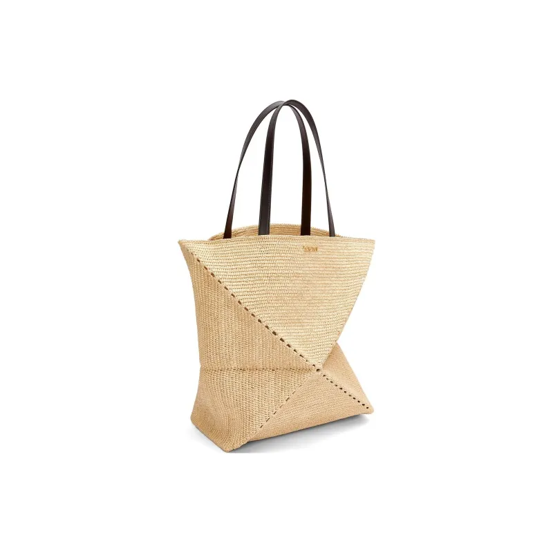 LOEWE Raffia Special Tote Bag Shopping Bag Handbag Extra Large Women's Natural & Black-1