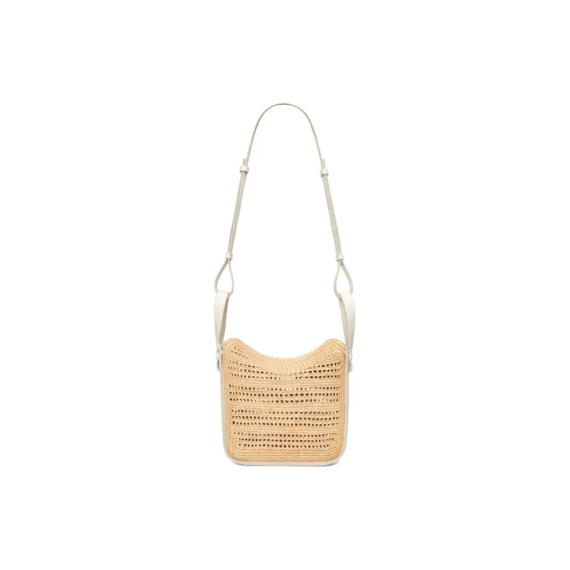LOEWE Raffia With Calfskin Handbag Shoulder Bag Crossbody Bag Women's Soft White & Natural-5